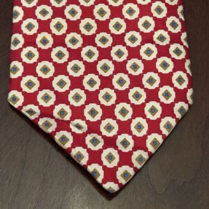 Embassy Row Red Gold Blue 100% Silk Men’s Neck Tie Made In England